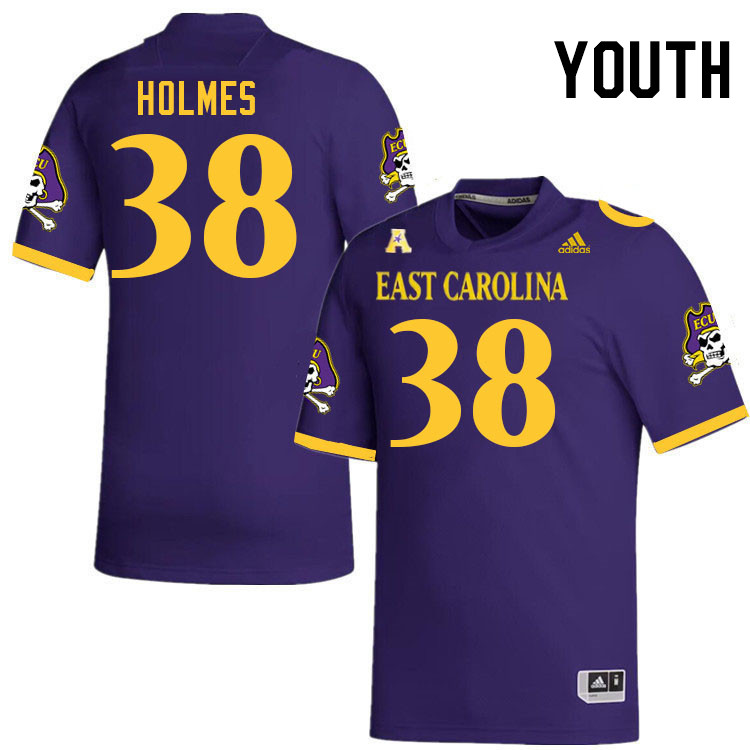 Youth #38 Noah Holmes ECU Pirates College Football Jerseys Stitched-Purple